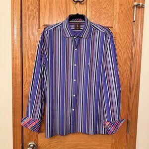 Tailorbyrd Men's XL Striped Long Sleeve Button-Up Shirt Multicolor